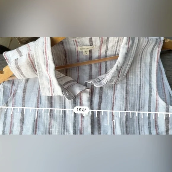 Garnet Hill White Striped Linen Midi Shirt Dress size 10 - Picture 6 of 7